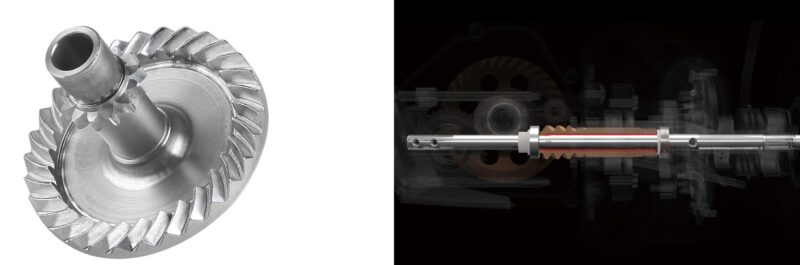 アルミ製ドライブギアと真空のピニオンギア